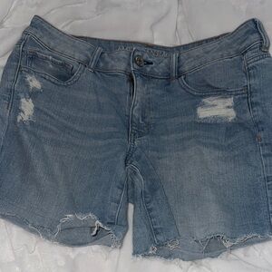 American Eagle Light Blue Distressed Jean Shorts. Size 12